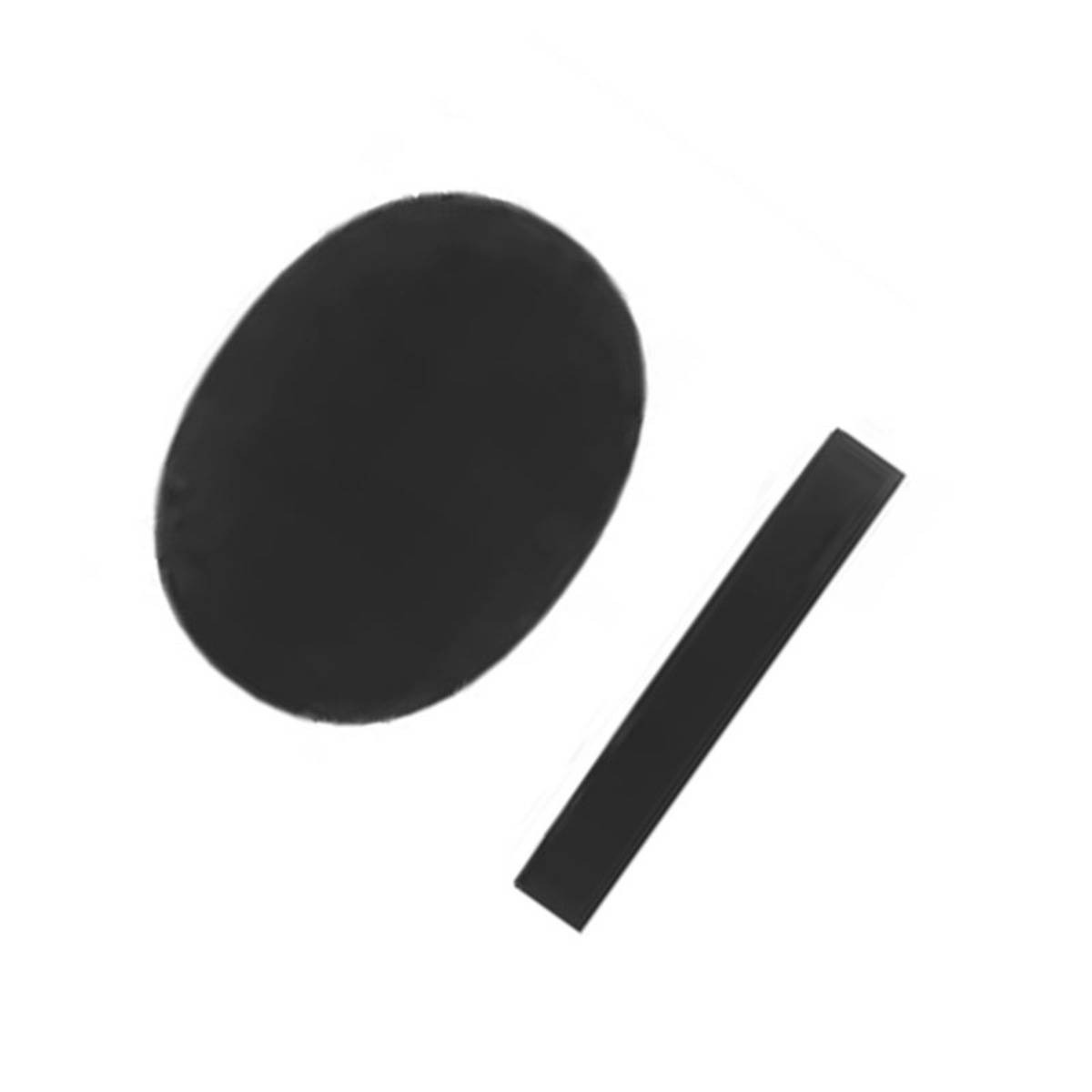 Schwarzes Oval und diagonaler schwarzer Balken auf weißem Hintergrund, ähnlich einem stilisierten Prozentzeichen.