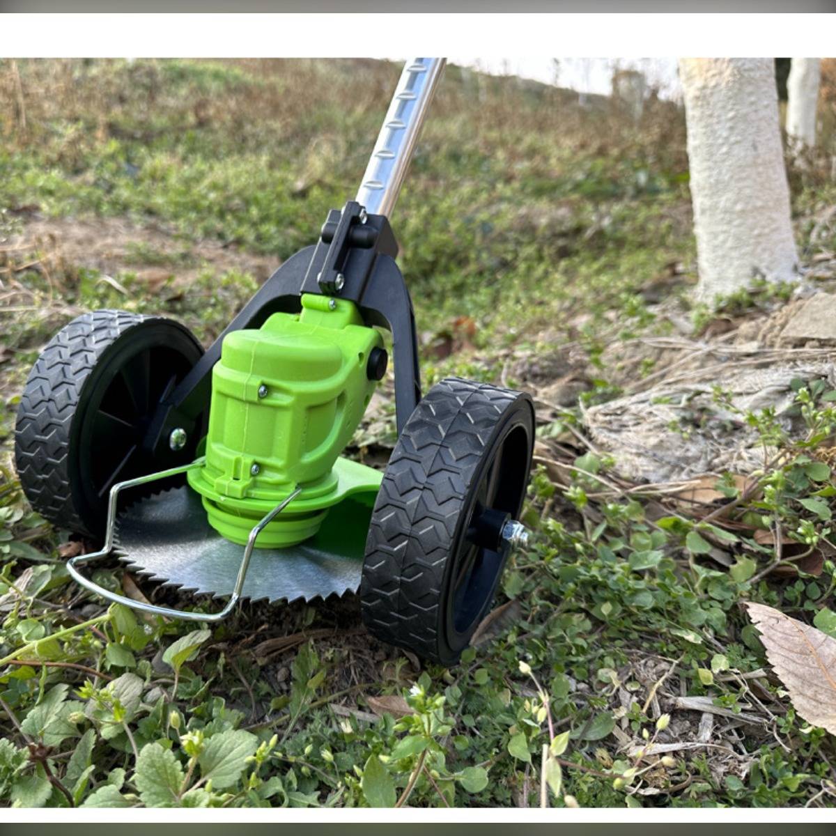 Abnehmbares Stützrad für Rasentrimmer — PVC Schwarz Rot Zusatzrad für Hand- und Rucksacktrimmer