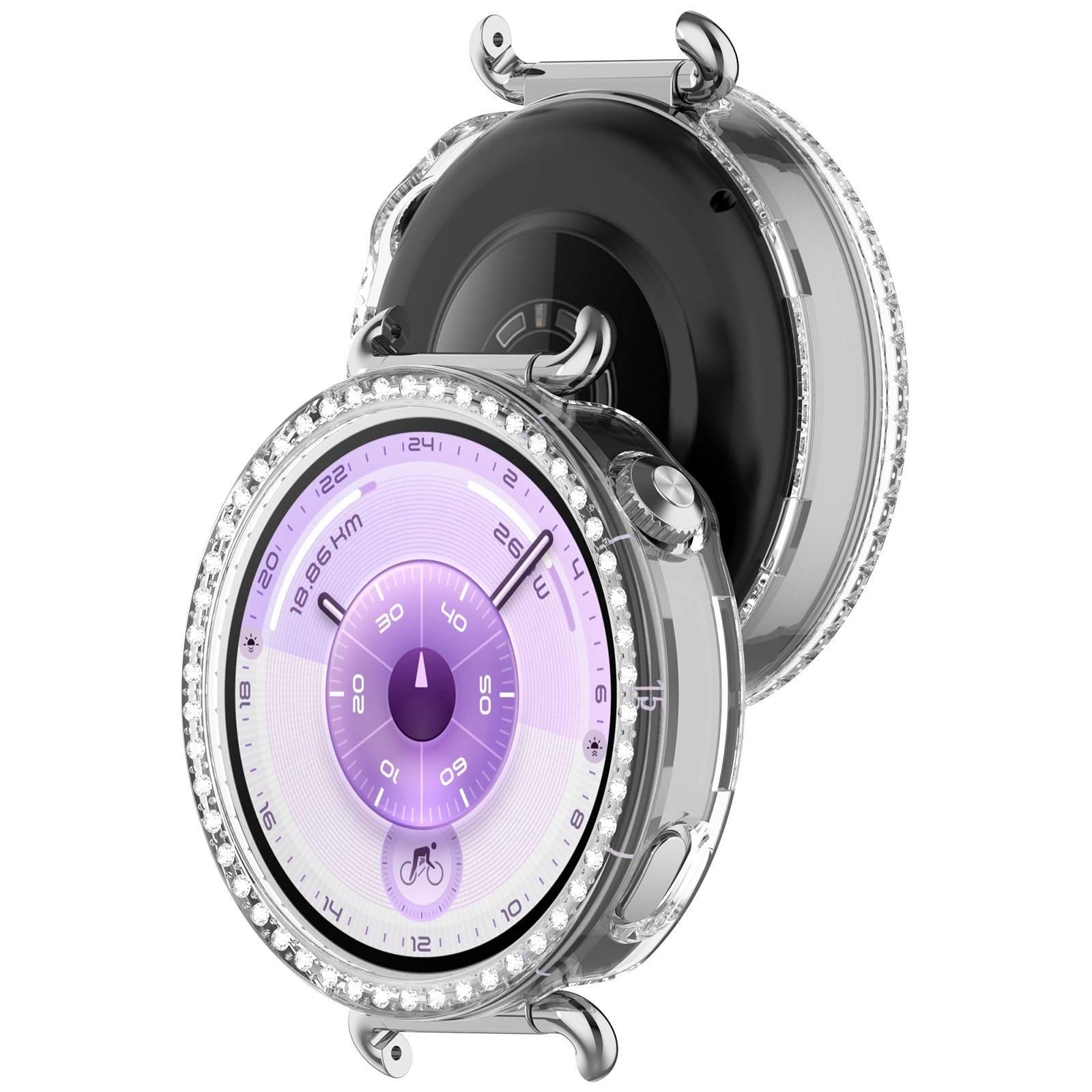 Einzelne Reihe Diamant Hohl PC Schutzhülle kompatibel mit Huawei Watch GT6 41MM