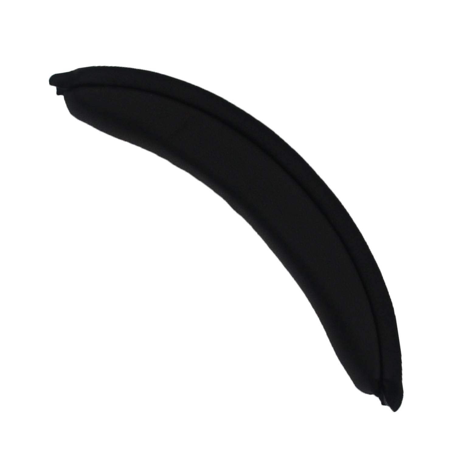 Schwarzer bananaförmiger Gegenstand auf weißem Hintergrund, isoliertes Produktstil-Bild.