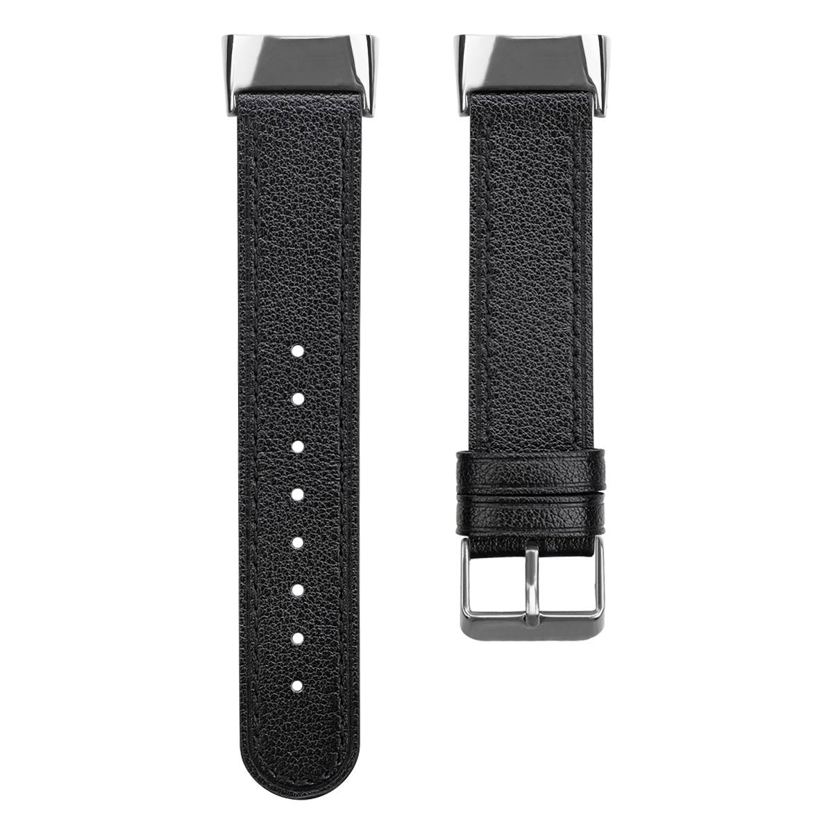 Breite 18mm Leder Armband Kompatibel mit Fitbit Charge5 für Damen Männer Schwarz