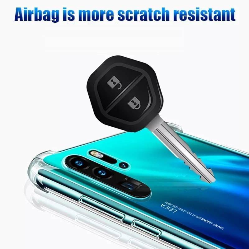 Werbebild eines Smartphones mit einem Schlüssel, der gegen seine Schutzhülle drückt, mit dem Text „Airbag ist kratzerresistenter".