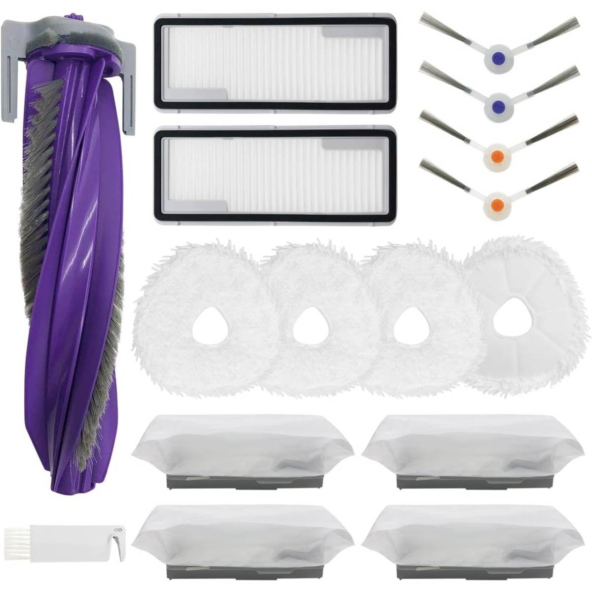Ersatzteil-Kit, kompatibel mit Narwal Freo X Ultra – Gummihauptbürste, HEPA-Filter, Wischpads, Seitenbürsten & Staubbeutel