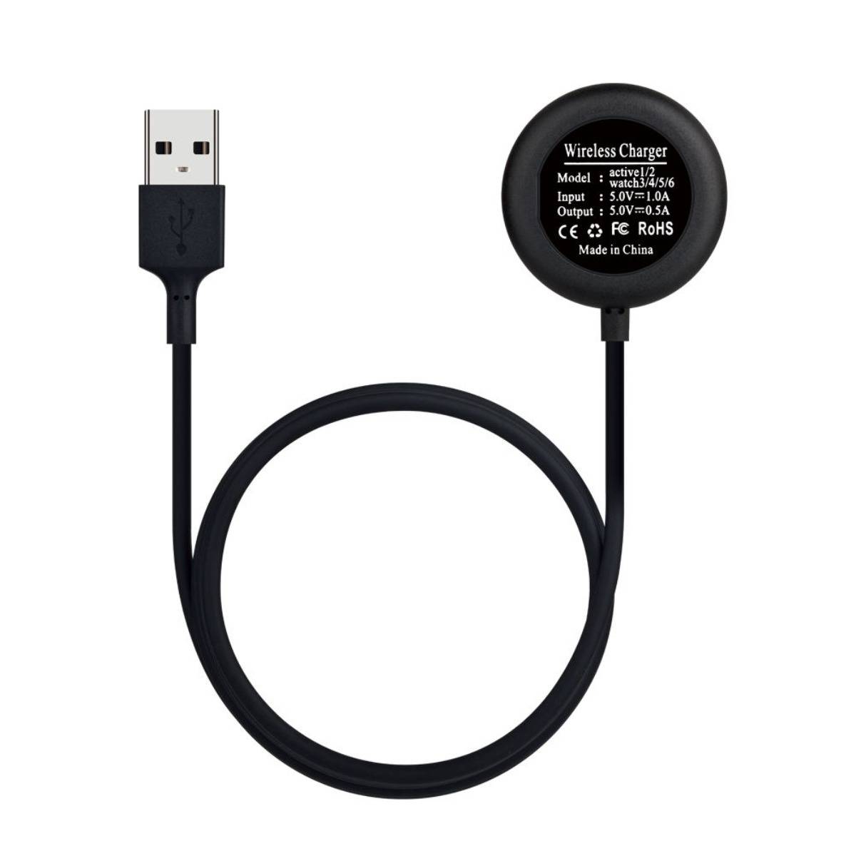 Rundes USB-A-Ladekabel, kompatibel mit Samsung Galaxy Watch - kompatibel mit Galaxy Watch 7/6/6 Classic/5/5 Pro/FE/4/4 Classic/3/Active/Active2
