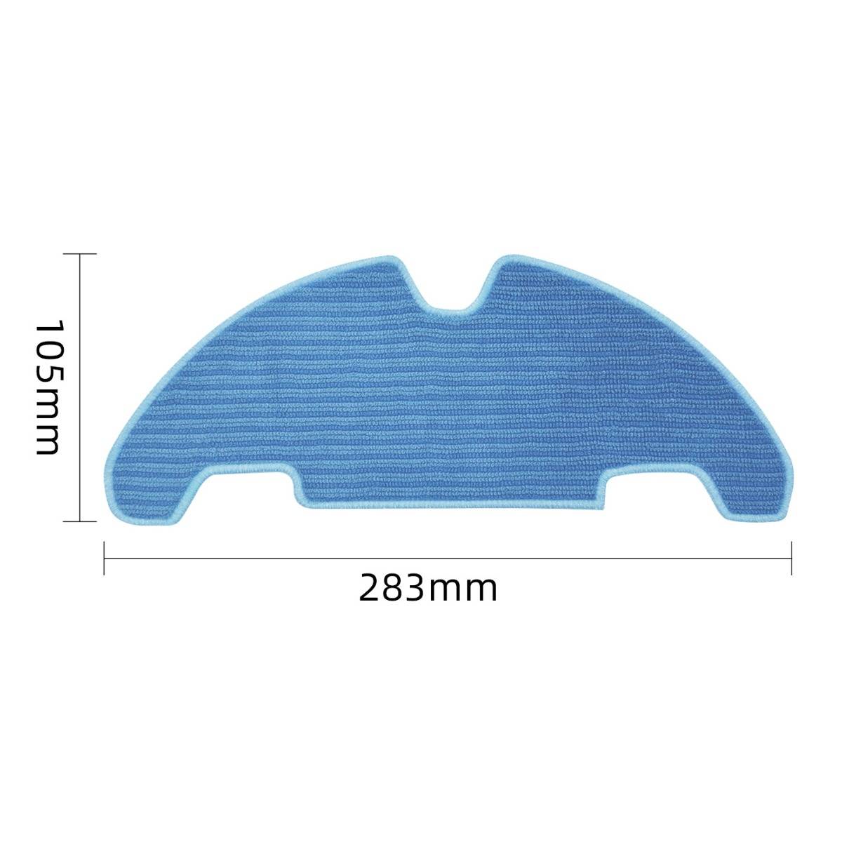Blau umrandete Matte mit beschrifteten Abmessungen 283 mm breit und 105 mm hoch.