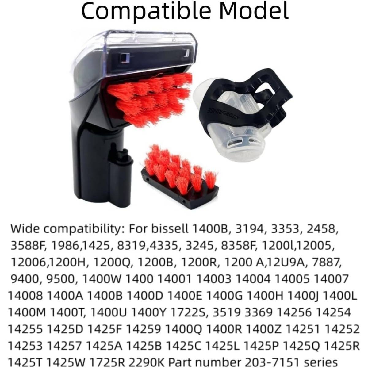 Ersatz-Reinigungsbürste für Staubsauger – Kompatibel mit der Bissell 1400 Serie | ABS + Nylon, mehrfarbig Black