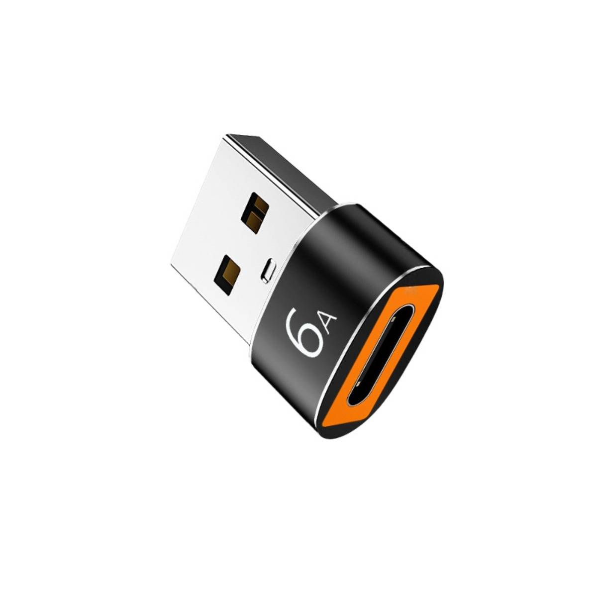Kleiner USB-A-Adapter oder Dongle mit der Bezeichnung „6A" und einer orange umrandeten Anschlussöffnung auf weißem Hintergrund.