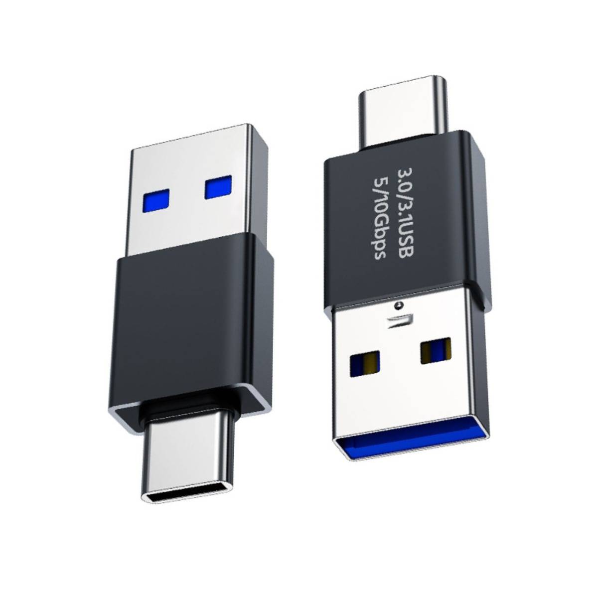 Type-C-Stecker zu USB 3.0-Stecker Adapter 4er-Pack – High-Speed-Datenübertragung und Laden, kompaktes schwarzes Design