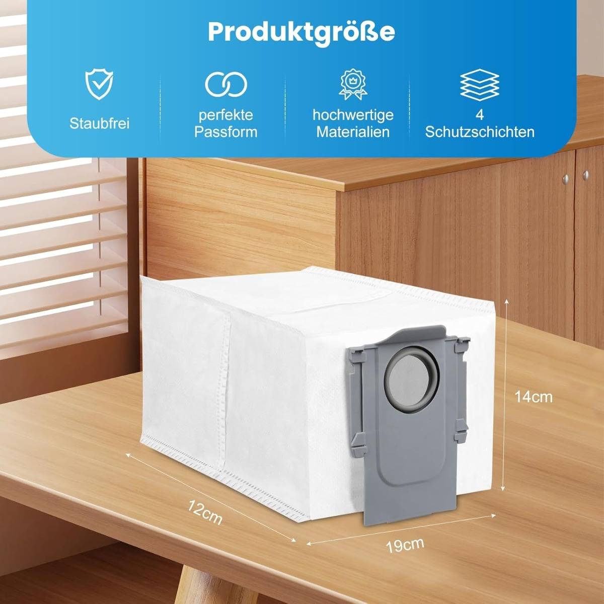 Ersatz-Staubbeutel, kompatibel mit Roborock Saugroboter - 12er Pack, 3.0L ABS + Vliesstoff