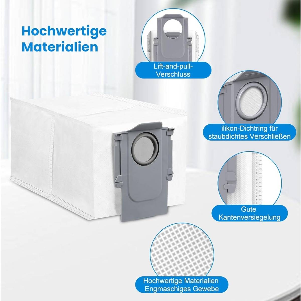 Ersatz-Staubbeutel, kompatibel mit Roborock Saugroboter - 12er Pack, 3.0L ABS + Vliesstoff