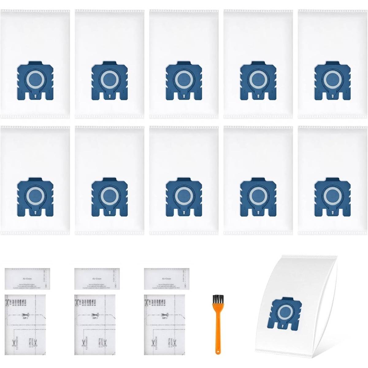 Layout von identischen weißen Packungen mit einem blauen Kreislogo, plus drei Anleitungsblätter, einem kleinen orangefarbenen Pinsel und einem gefalteten Standbeutel.