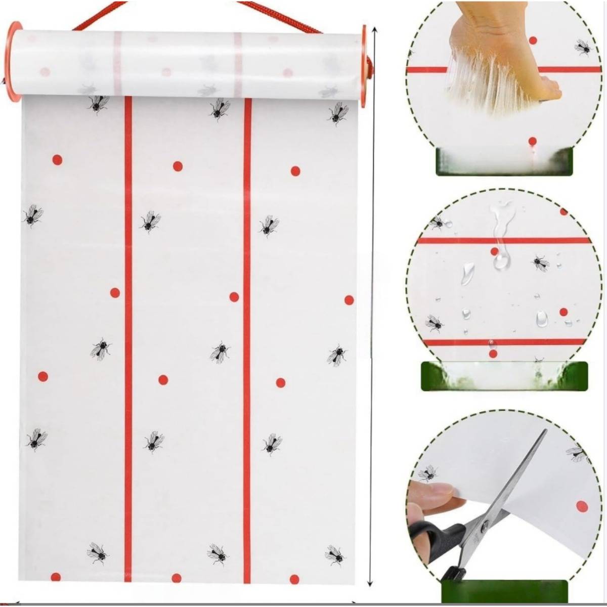 Fliegenfängerrolle 25 cm x 5 m – Stark haftendes, pestizidfreies Fliegenfängerpapier zum Aufhängen bis zu 4 m
