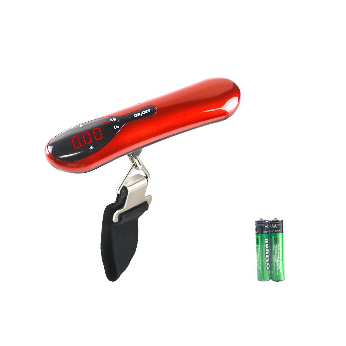 Digitaler Hänge-Kofferwaage mit LED-Anzeige, Hochpräzise 50kg/110lb Reisewaage Red