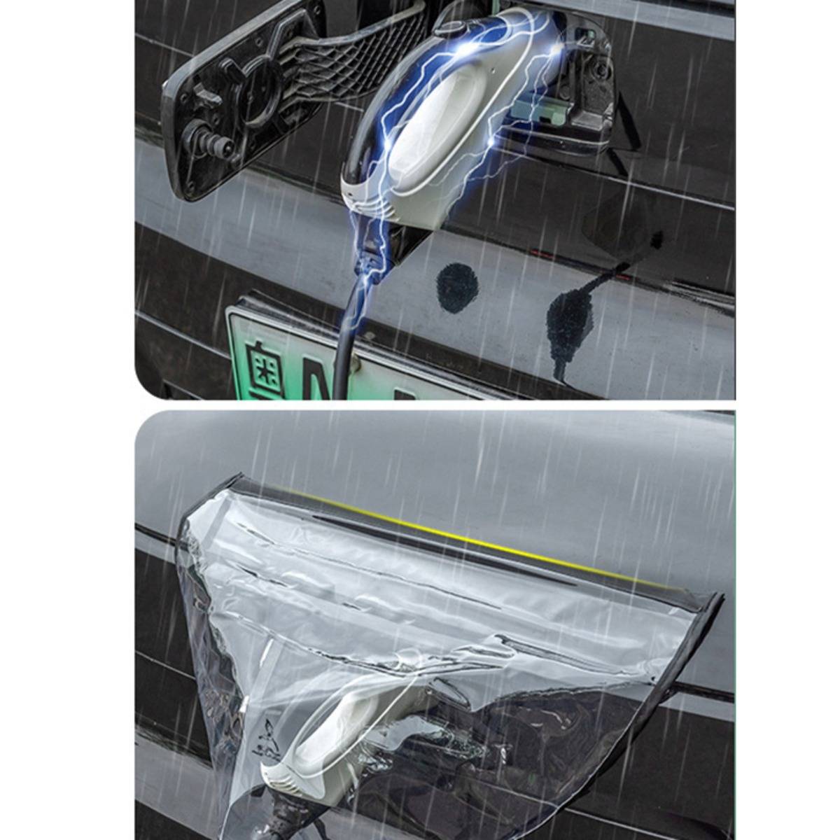 Regenschutz für Elektrofahrzeug-Ladepistole – Verdickte wasserdichte Abdeckung mit doppelten Magnetstreifen Transparent
