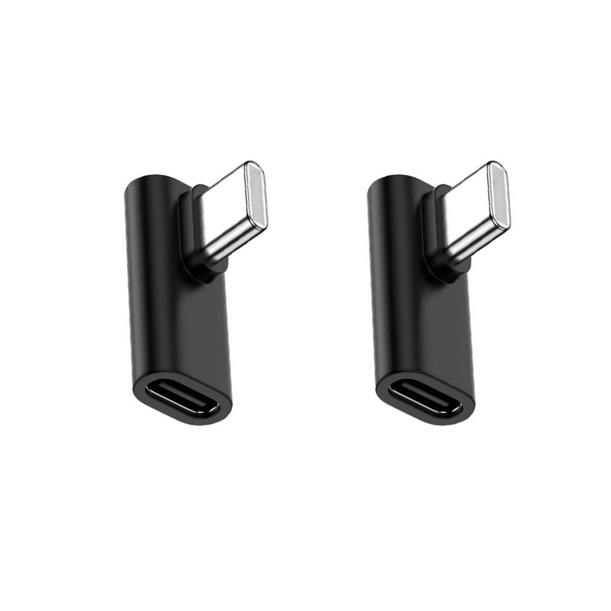Zwei schwarze USB-C-zu-USB-A-Adapter-Dongles nebeneinander auf weißem Hintergrund dargestellt.