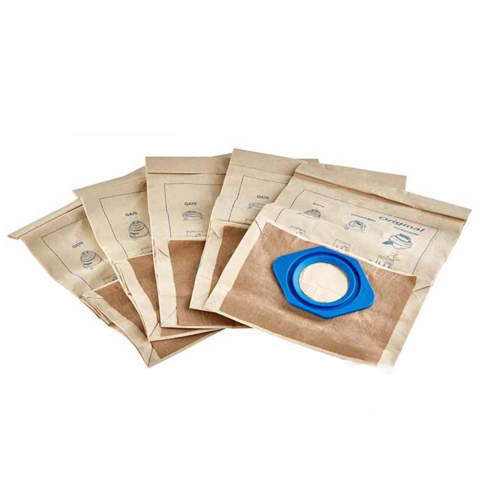 5er-Pack Mikrofaser-Papierstaubbeutel - Hellbraun, kompatibel mit Nilfisk GA70/GM80/GM90 Staubsaugern