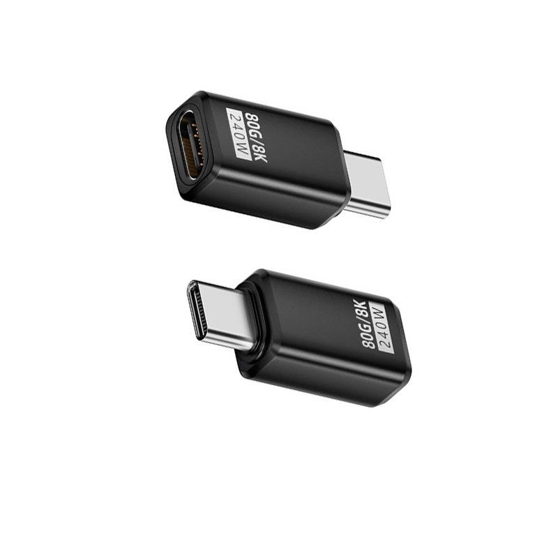 240W 80Gbps USB-C Buchse auf Stecker Adapter - Gerader Anschluss (2er-Pack) Black