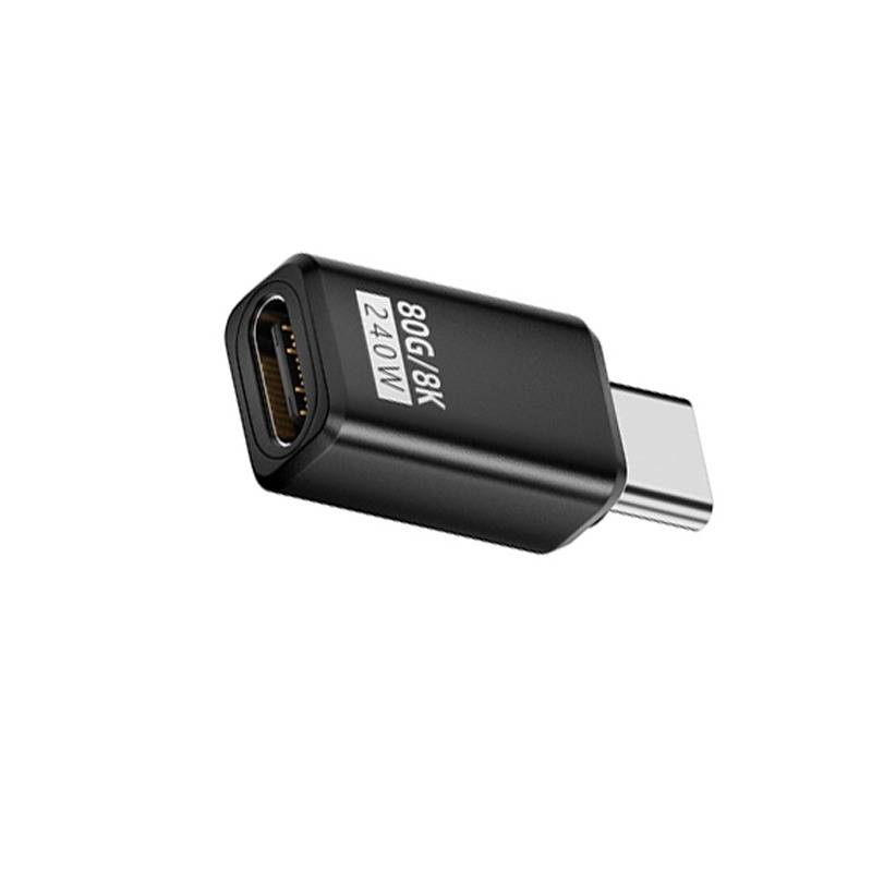 240W 80Gbps USB-C Buchse auf Stecker Adapter - Gerader Anschluss (2er-Pack) Black