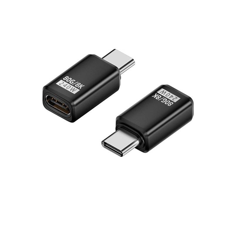 240W 80Gbps USB-C Buchse auf Stecker Adapter - Gerader Anschluss (2er-Pack) Black