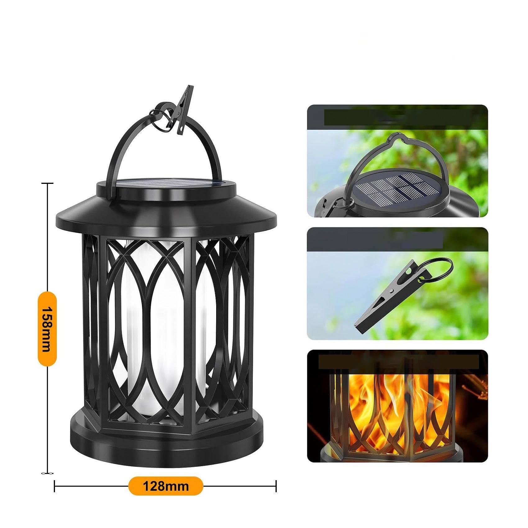 Solarbetriebene Flammenleuchte mit Clip – Flackernde LED-Gartenlaterne
