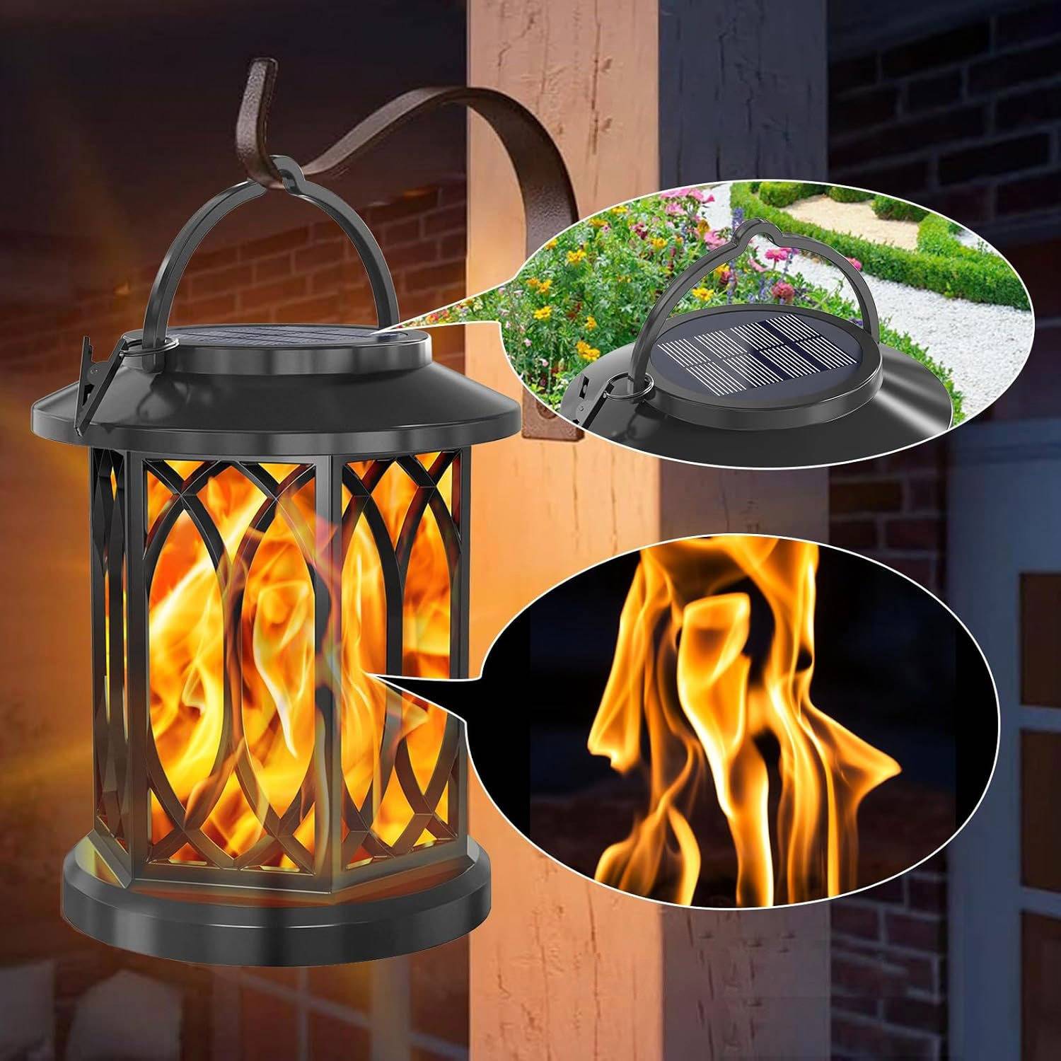 Solarbetriebene Flammenleuchte mit Clip – Flackernde LED-Gartenlaterne