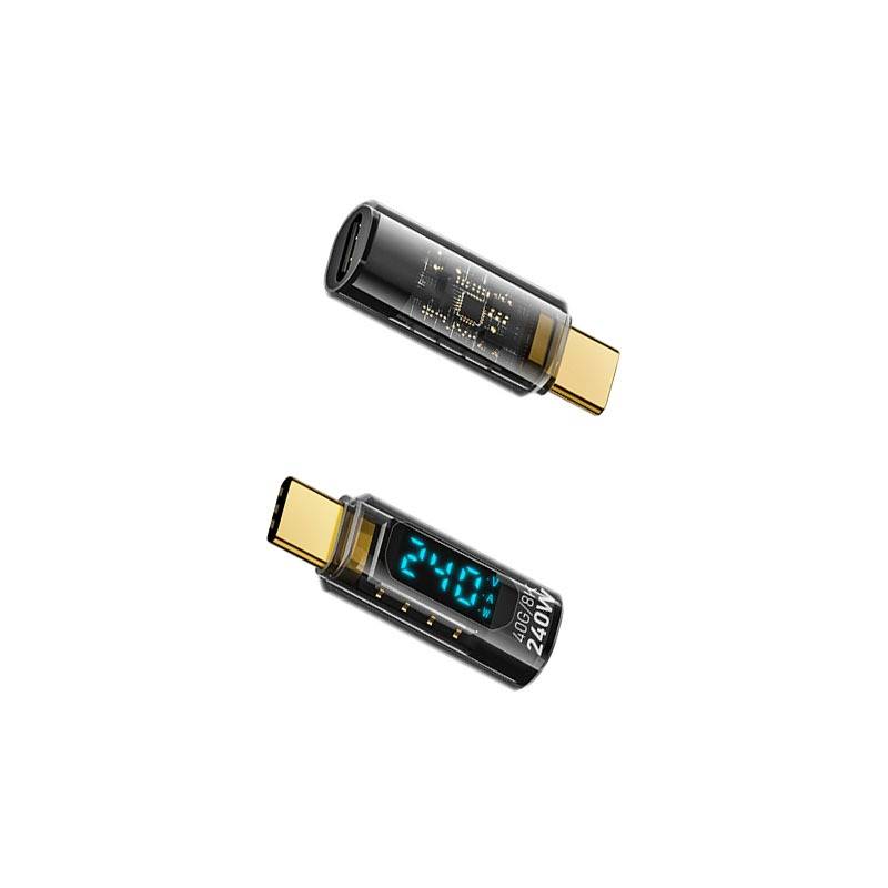 240W USB-C Buchse auf USB-C Stecker Adapter mit Digitalanzeige (2er-Pack)