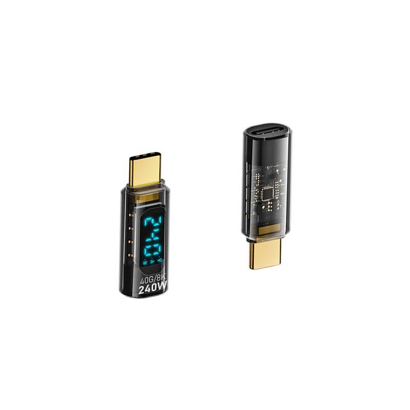 240W USB-C Buchse auf USB-C Stecker Adapter mit Digitalanzeige (2er-Pack)