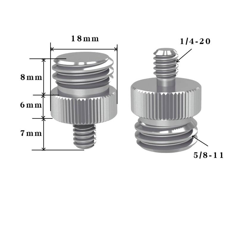 Stativadapter 5er Set: 1/4-20 Zoll auf 5/8-11 Zoll Gewindeadapter Silver 1/4-20