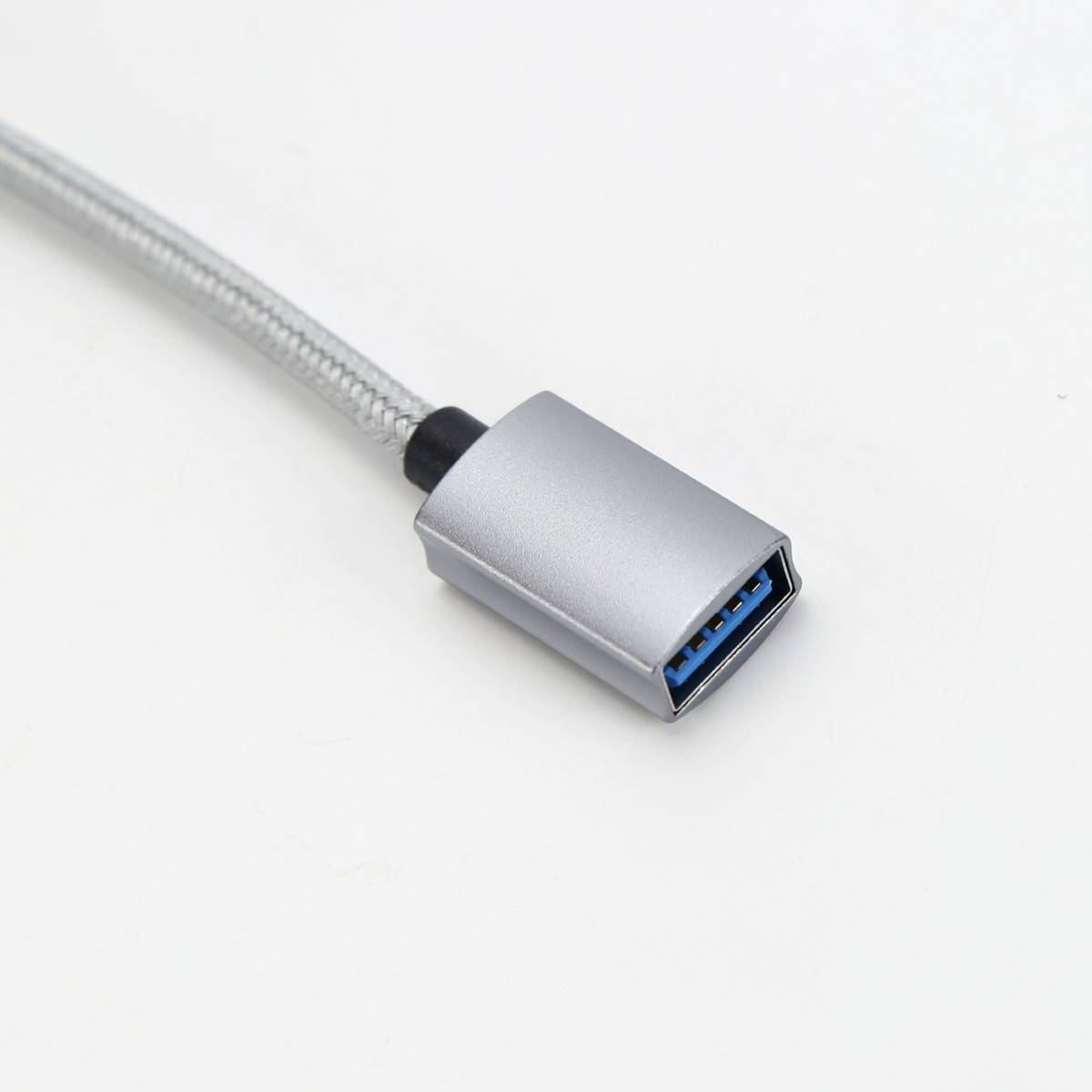 USB-C zu USB-A OTG Adapterkabel – USB 3.2 10Gbps, Nylon geflochten, Aluminiumlegierung, Typ-C Stecker zu USB-A Buchse, Plug-and-Play Gray