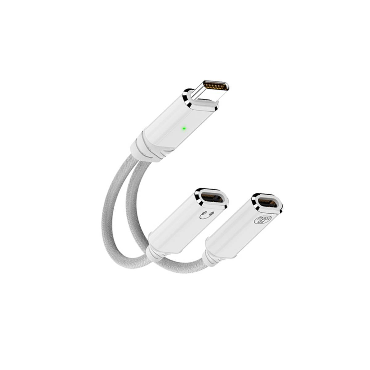 Type-C 2-in-1 Kopfhörer-Ladeadapter kompatibel mit Apple-Telefonen — PD 100W Schnellladung, USB 2.0 480Mbp Audio & Laden, Aluminiumlegierung gefloc