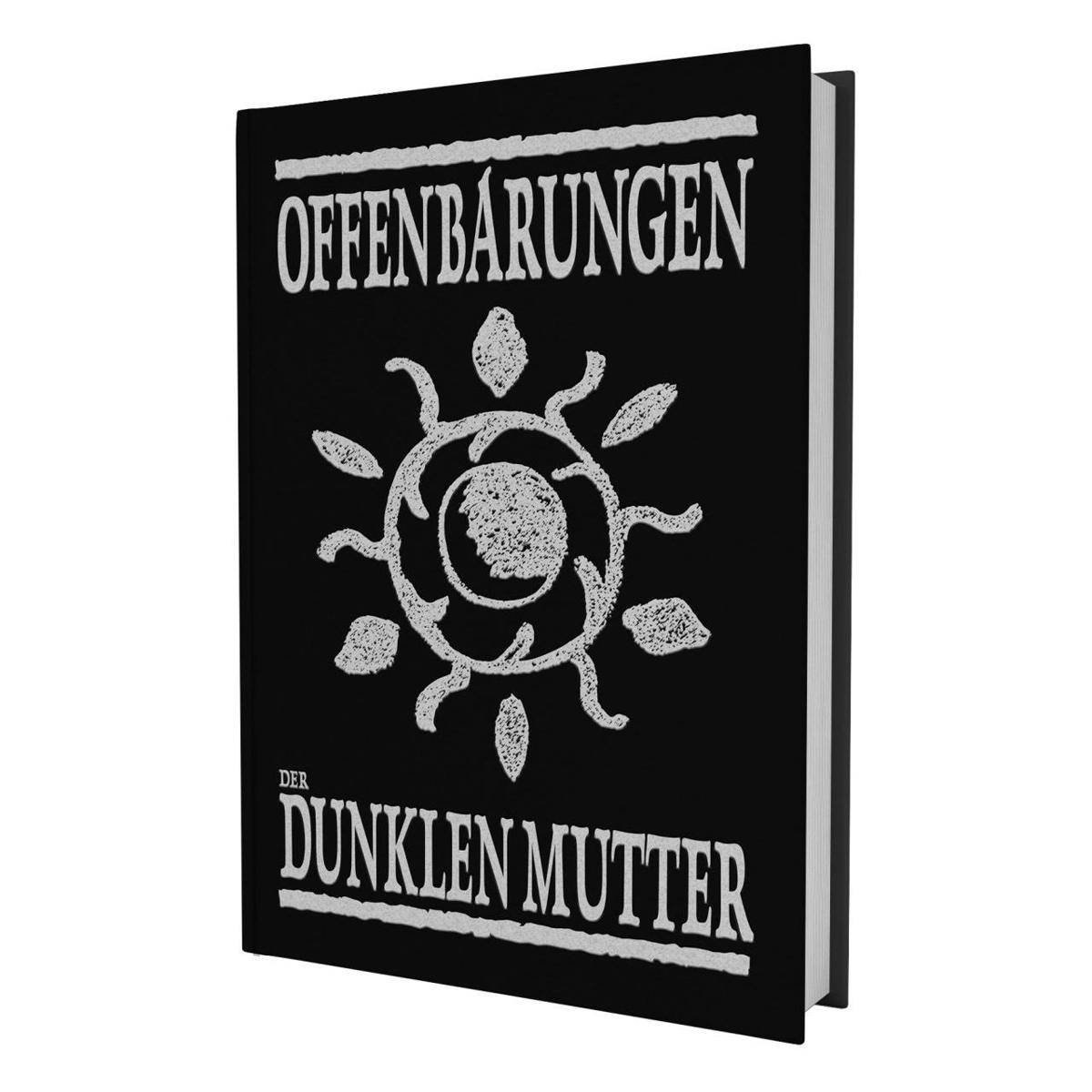 Schwarzer Bucheinband mit dem Titel „OFFENBARUNGEN DER DUNKLEN MUTTER