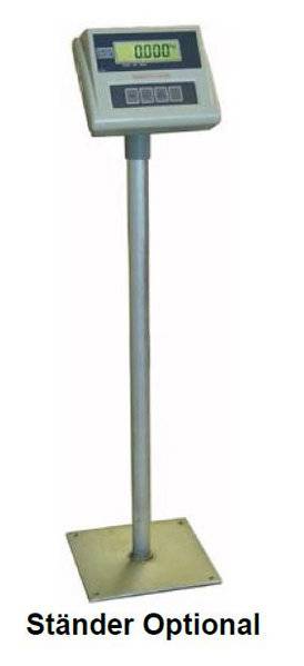 Freistehende digitale Anzeigeeinheit auf einem Metallpfosten mit Basis; Bild mit der Bezeichnung „Ständer Optional