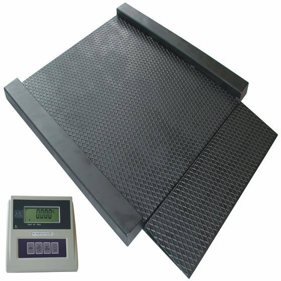 Digitale Bodenwaage mit großer strukturierter Plattform und separatem LCD-Display mit Anzeige 0.000.