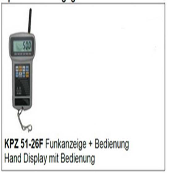 Produktabbildung eines tragbaren Funkfernbedienung mit Antenne und Display, das „540