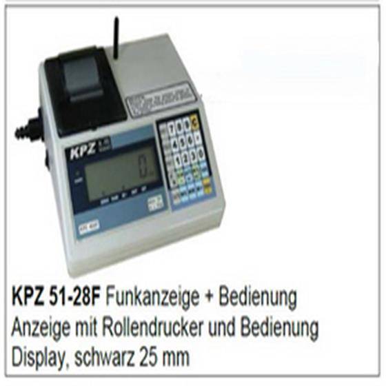 KPZ 51-28F Wireless-Display- und Steuereinheit mit integriertem Rollendrucker und schwarzem 25-mm-Display.