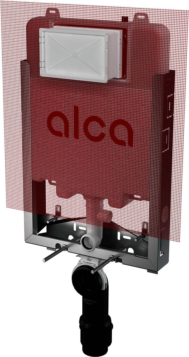 Rote Einbau-Toilettenspüldose mit 