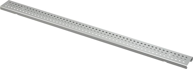 Durchbrochenes Metallkabelblech oder Leiterschiene, diagonal auf dunklem Hintergrund dargestellt, mit gleichmäßig verteilten Schlitzen und Befestigungslöchern.