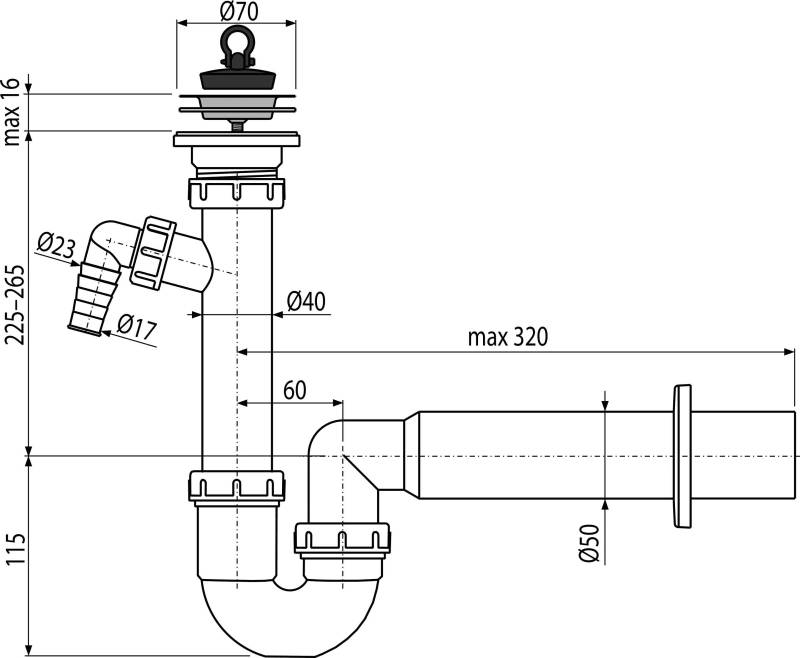 Technische Ingenieur-Zeichnung einer Rohrmontage mit Ventilen, Flanschen und Bemaßungslinien auf schwarzem Hintergrund.