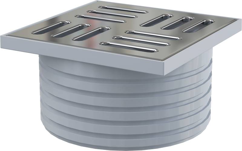 Metallkappe mit Drainagefunktion oder Belüftung mit Schlitzöffnung oben auf einem weißen gerippten zylindrischen Rohrverschraubung auf schwarzem Hintergrund.