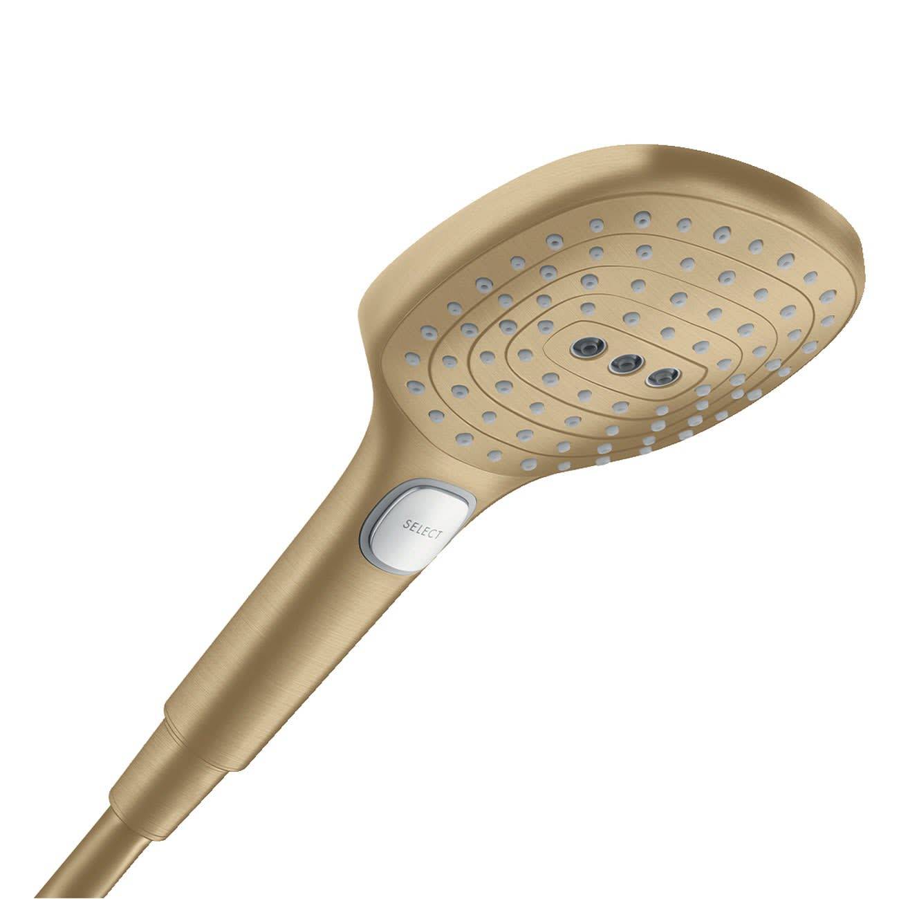 Goldener tragbarer Duschkopf mit mehreren Sprühdüsen und einem „SELECT