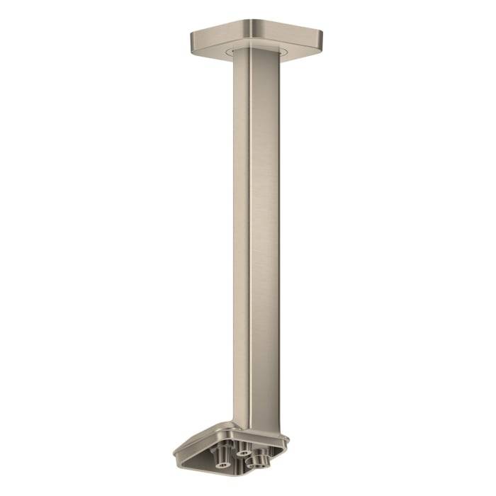 Gehäuse einer an der Decke montierten Kamera/Sensoranlage aus gebürstetem Metall mit einer langen vertikalen Halterung und kompakter rechteckiger Basis auf weißem Hintergrund.