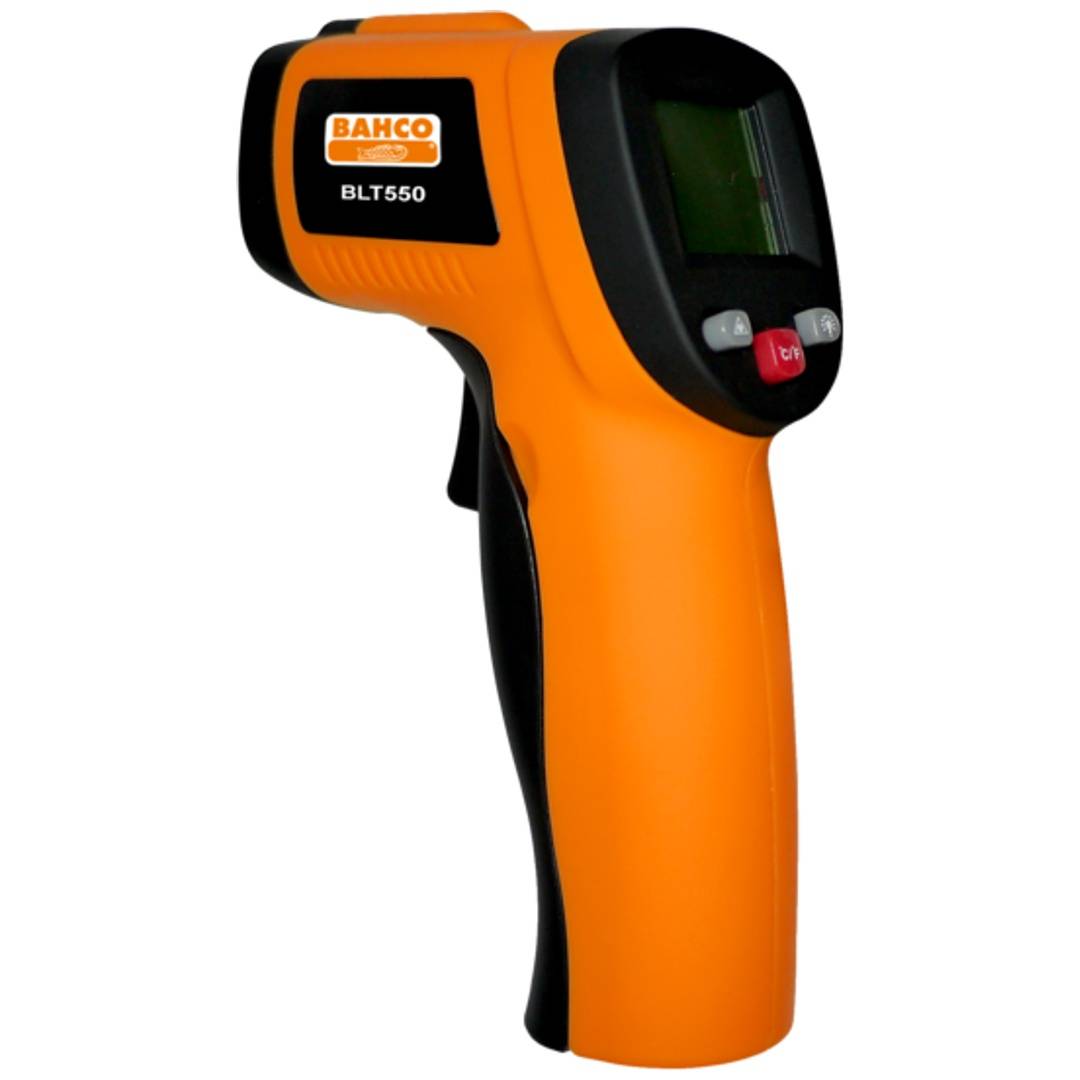Oranges tragbares Infrarot-Thermometer mit der Bezeichnung 