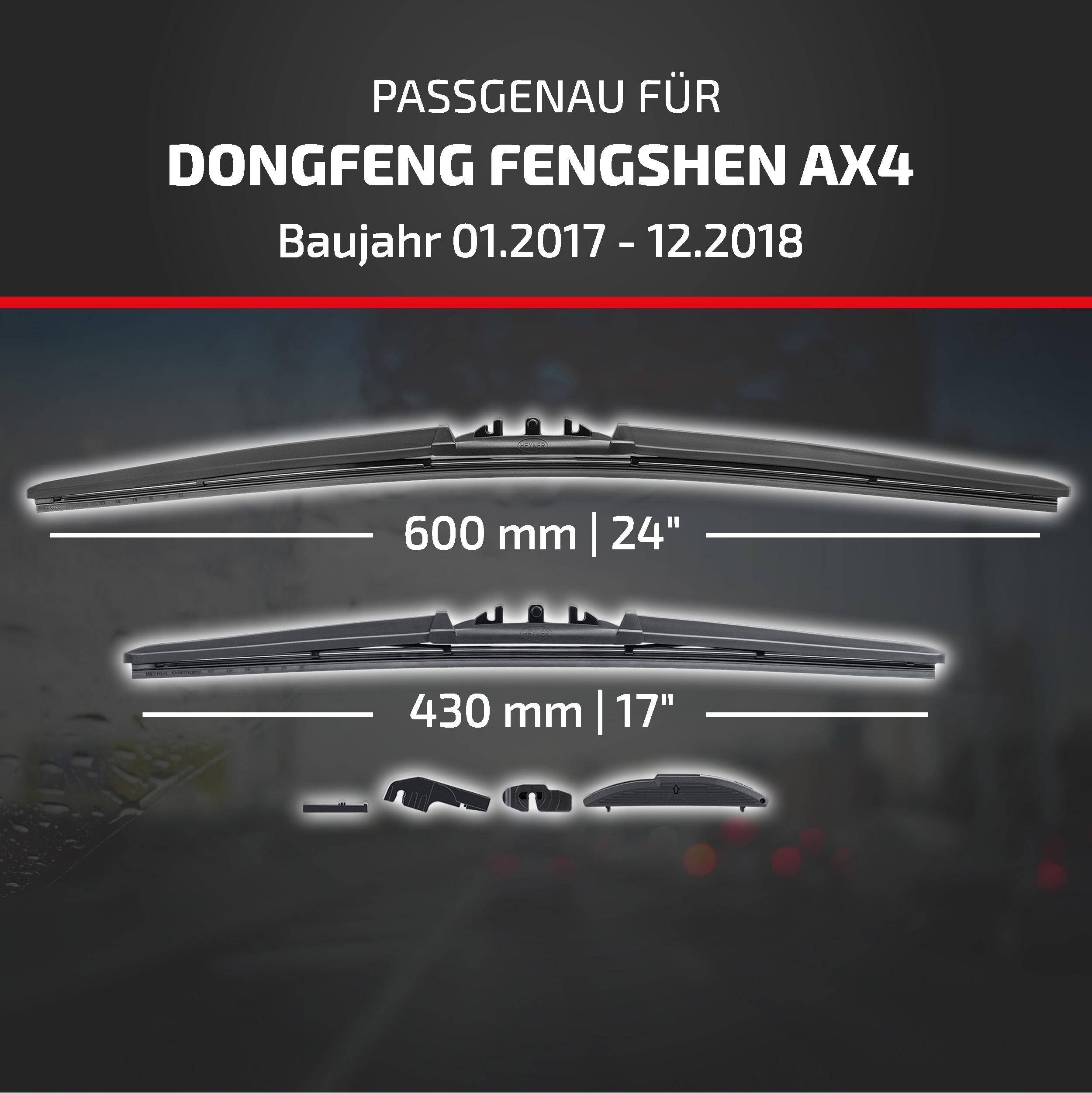 Scheibenwischer für Dongfeng Fengshen AX4, Baujahre 01.2017–12.2018, Größen 600 mm (24