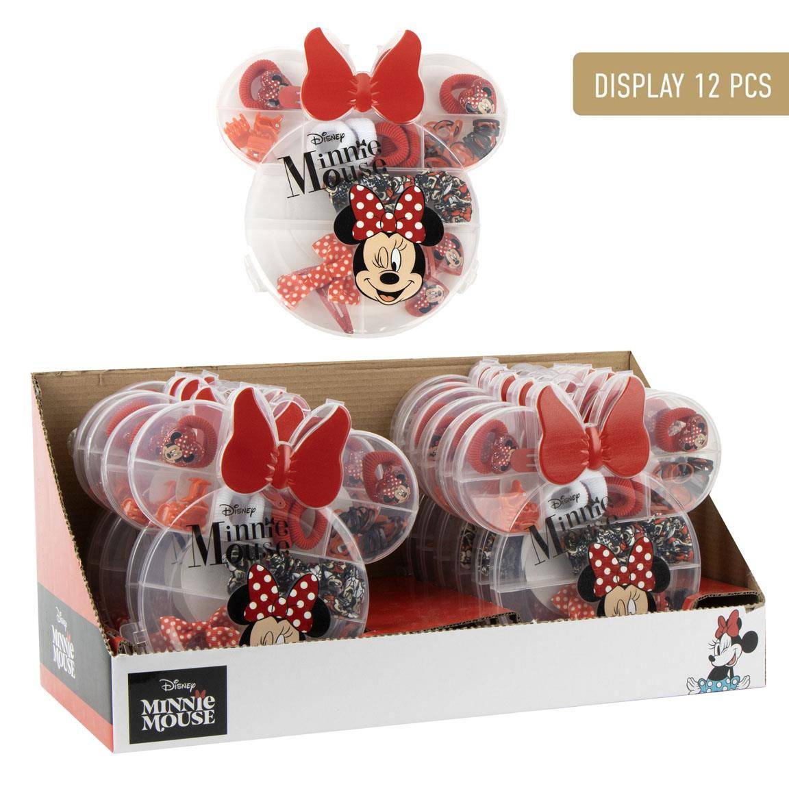 Disney Minnie Mouse Beauty Set Display 12 Stück Haaraccessoires Kinder mit jeweils 20 Accessoires für Kioske Tankstellen Händler