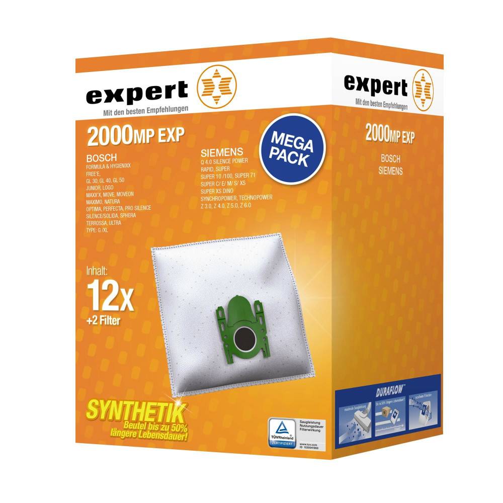 Orange Expert Staubsaugerbeutel-Paket mit der Bezeichnung „2000MP EXP