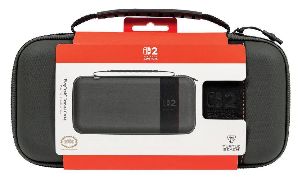 Nintendo Switch Schutzhülle in Schwarz und Rot in der Verpackung, Vorderansicht mit sichtbarer Hülle und Displayschutzfoliensatz.