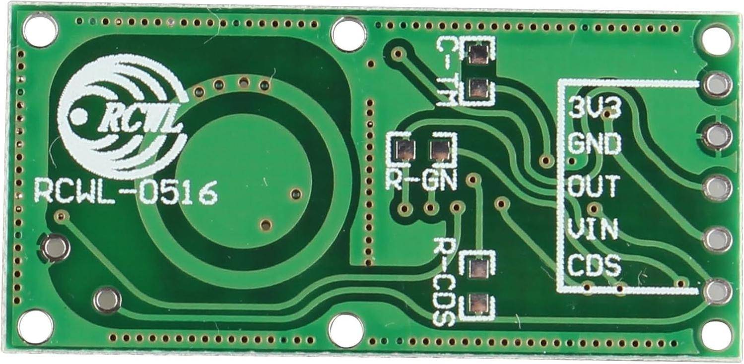 Grünes RCWL-0516-Radarmodulplatine mit der Bezeichnung „RCWL-0516