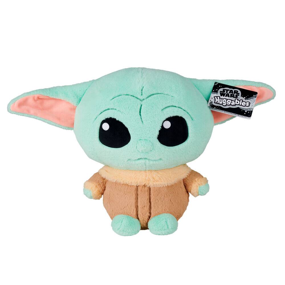 Kleines Plüsch-Baby-Yoda (Grogu) Spielzeug mit mintgrünen Ohren und beigefarbenem Gewand, mit einem 