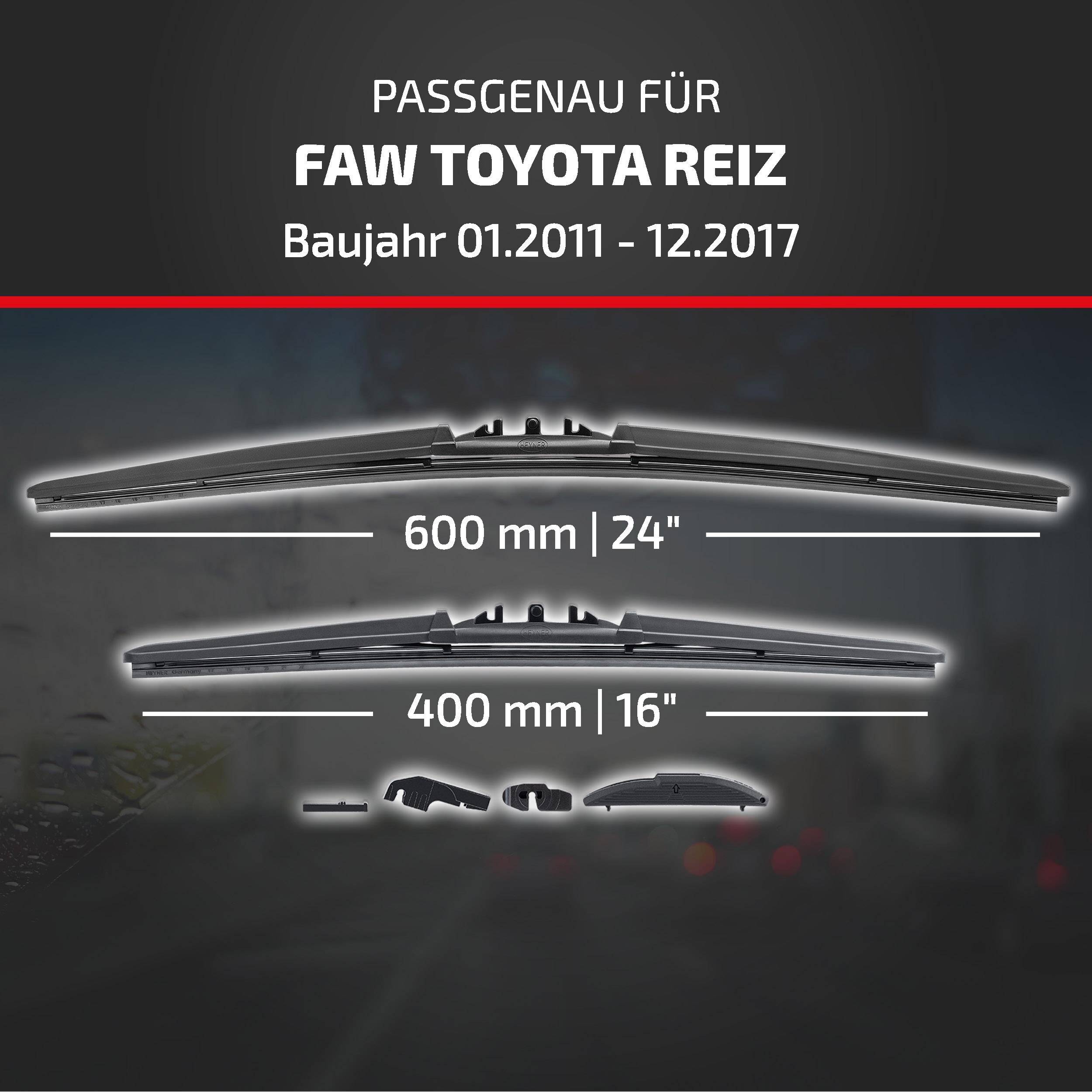 HEYNER® Scheibenwischer für FAW TOYOTA REIZ 01.2011 - 12.2017, HYBRID Flachbalkenwischer,