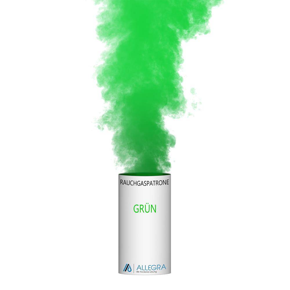 Eine grüne Rauchfackel mit der Beschriftung „GRÜN